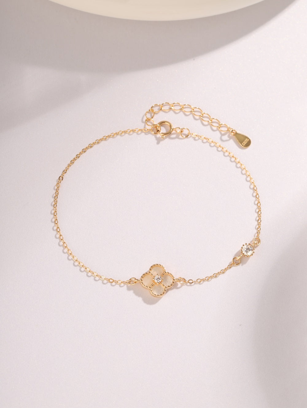 'Esme' Rose Gold/White Clover Bracelet