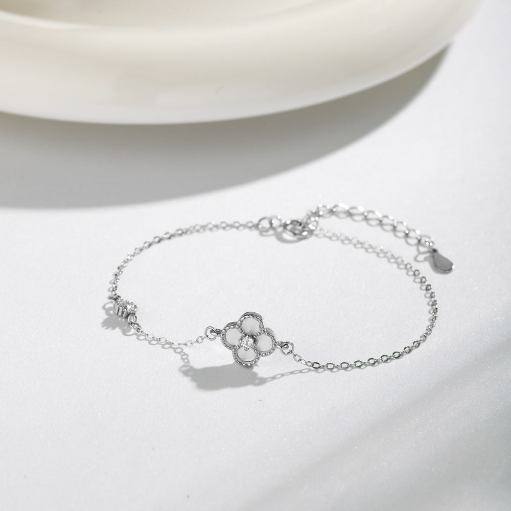 'Esme' Sterling Silver/White Clover Bracelet