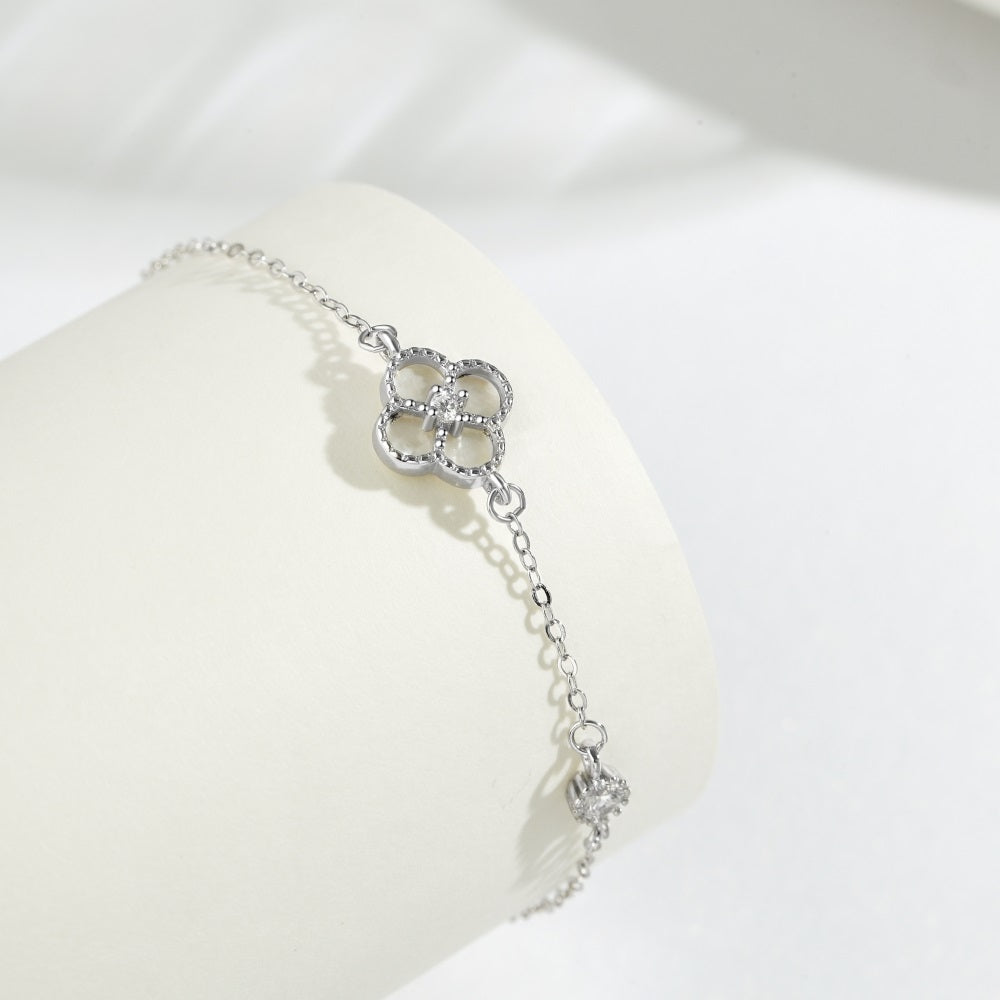 'Esme' Sterling Silver/White Clover Bracelet