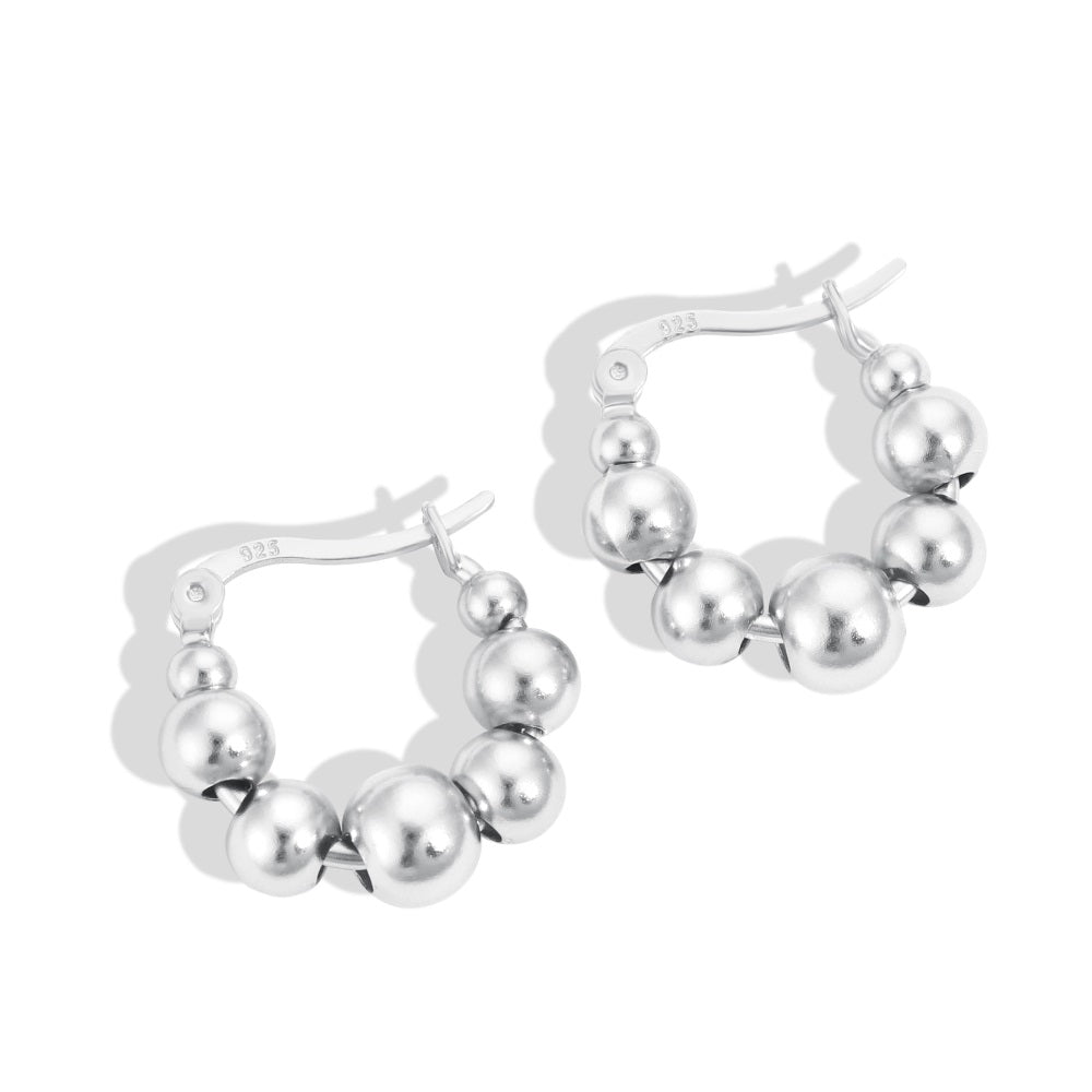 'Millie' Sterling Silver Ball Huggie Earrings