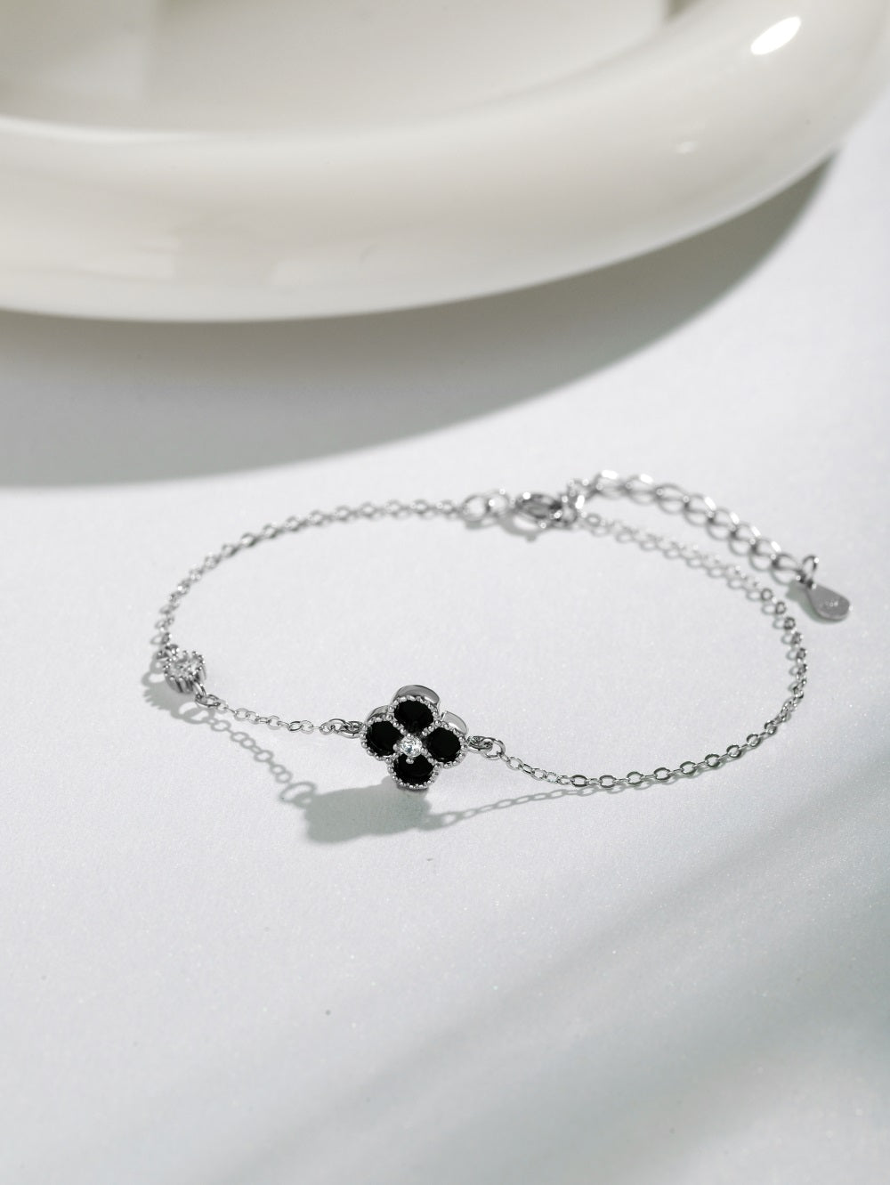 'Esme' Sterling Silver Black/Clover Bracelet