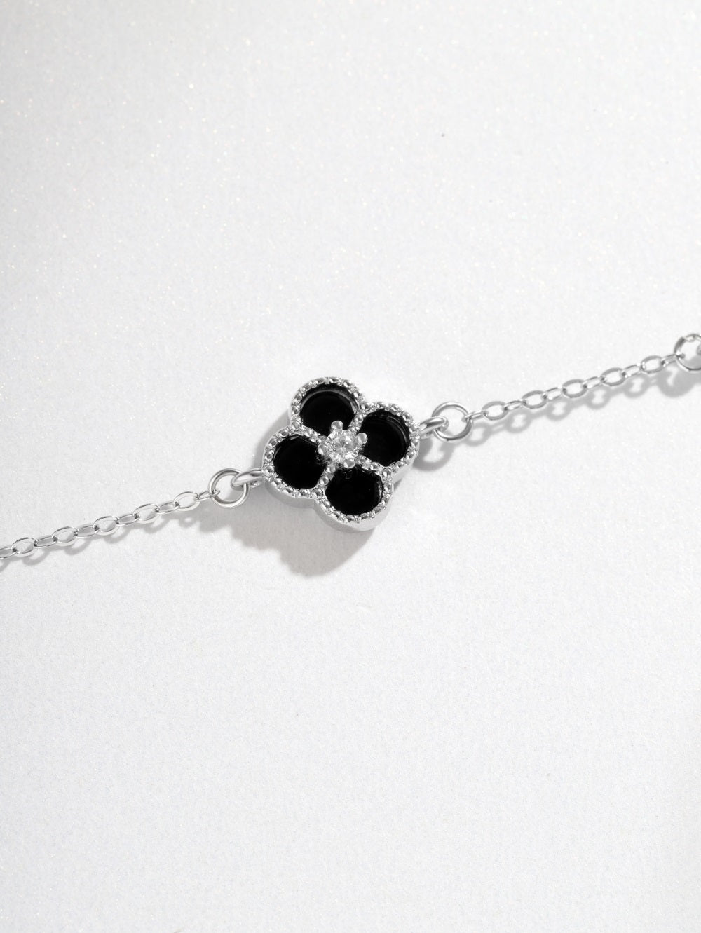 'Esme' Sterling Silver Black/Clover Bracelet