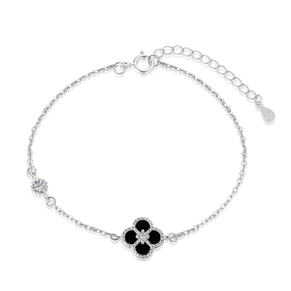 'Esme' Sterling Silver Black/Clover Bracelet