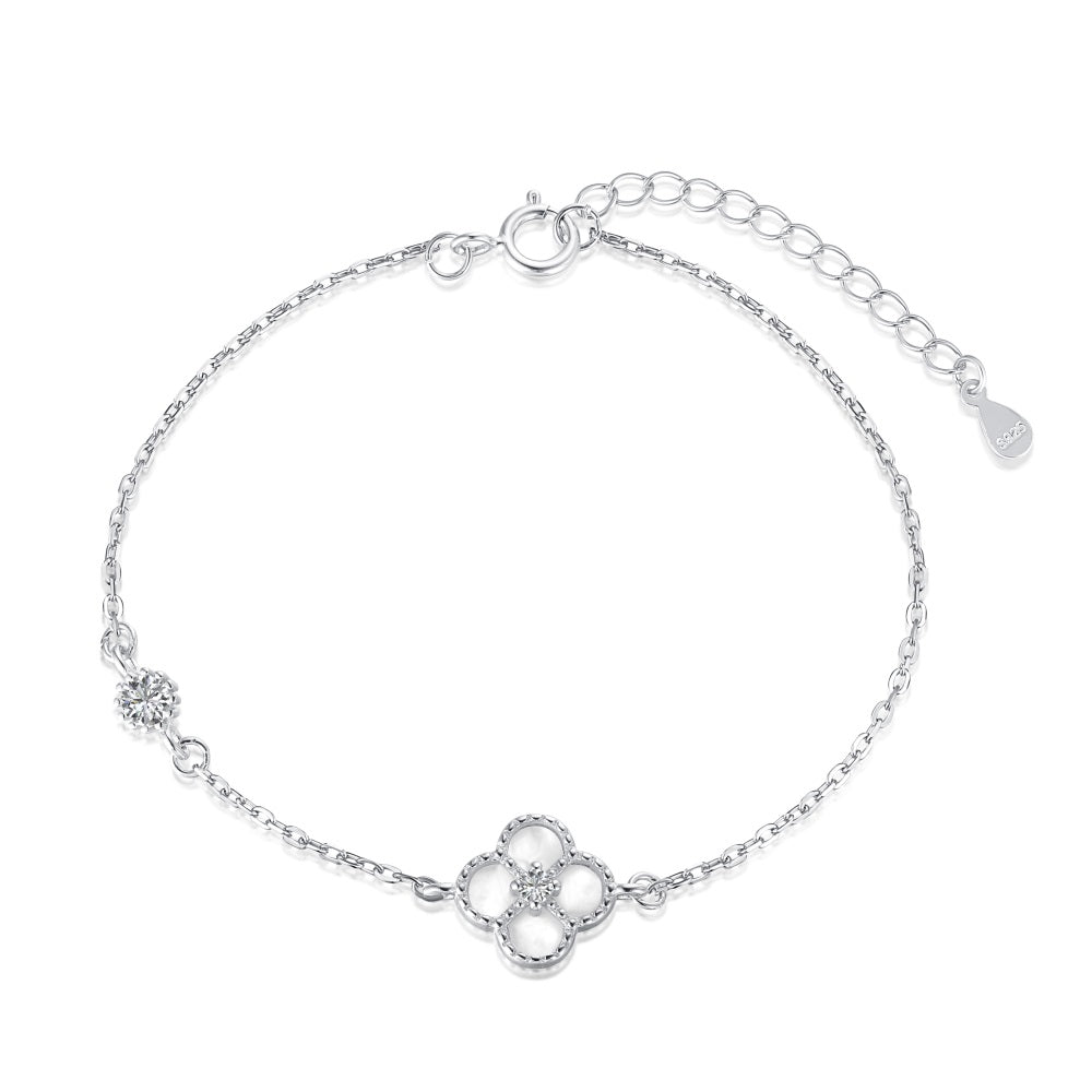 'Esme' Sterling Silver/White Clover Bracelet