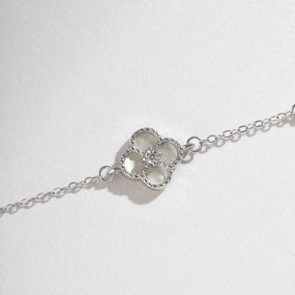 'Esme' Sterling Silver/White Clover Bracelet