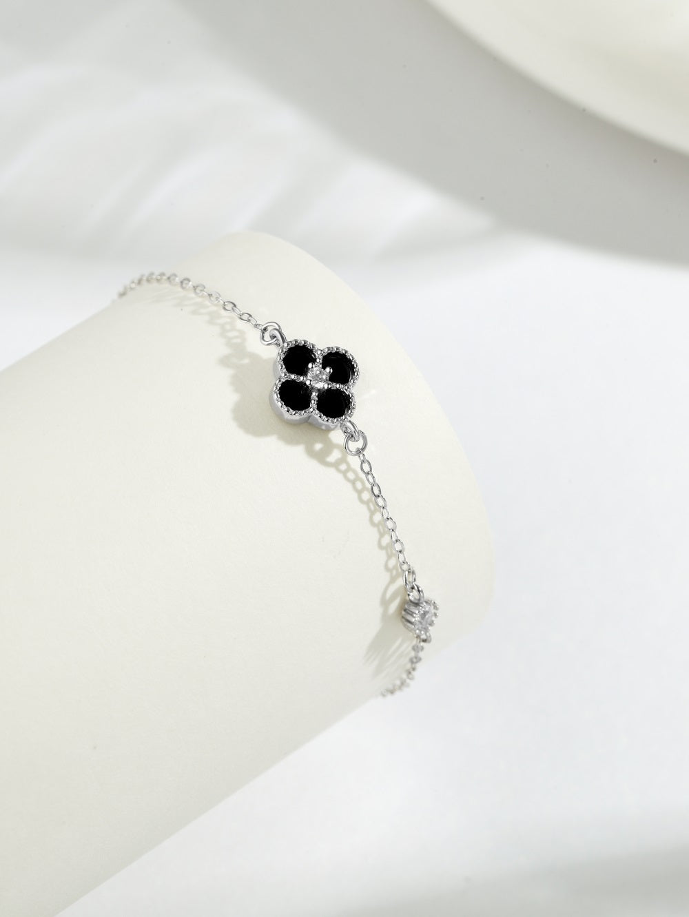 'Esme' Sterling Silver Black/Clover Bracelet