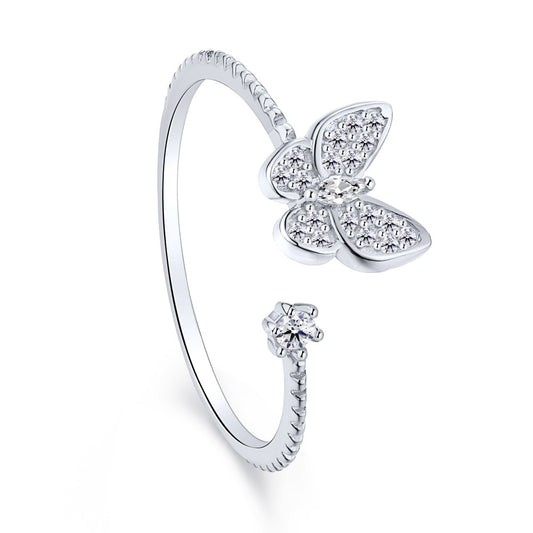 'Lottie' Sterling Silver Adjustable Butterfly Ring